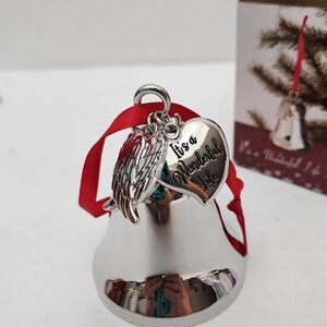 K9king Christmas Bell Ornament It's a Wonderful Life Inspired W / Stainless Wing